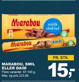 Let-Køb MARABOU, SMIL ELLER DAIM tilbud