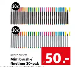 Lidl UNITED OFFICE® Mini brush-/ fineliner 30-pak tilbud