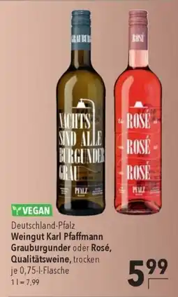 Citti Deutschland-Pfalz Weingut Karl Pfaffmann Grauburgunder oder Rosé, Qualitätsweine, trocken tilbud