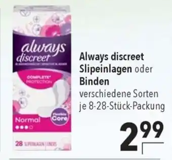 Citti Always discreet Slipeinlagen oder Binden tilbud