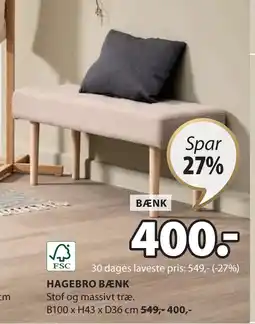 JYSK HAGEBRO BÆNK tilbud