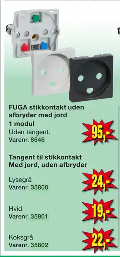 Harald Nyborg Tangent til stikkontakt Med jord, uden afbryder tilbud