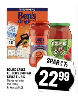 Løvbjerg DOLMIO SAUCE EL. BEN’S ORIGINAL SAUCE EL. RIS tilbud