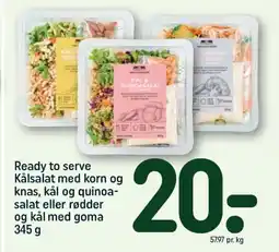 REMA 1000 Ready to serve Kålsalat med korn og knas, kål og quinoa- salat eller rødder og kål med goma 345 g tilbud