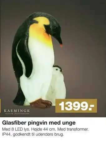 Glasfiber pingvin med unge