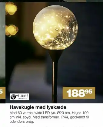 Bauhaus Havekugle med lyskæde tilbud