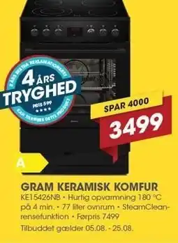 Punkt1 GRAM KERAMISK KOMFUR tilbud