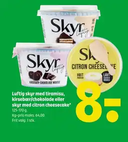 Coop 365 Luftig skyr med tiramisu, kirsebær/chokolade eller skyr med citron cheesecake* 125-170 g. tilbud