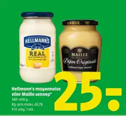 Coop 365 Hellmann's mayonnaise eller Maille sennep* 380-400 g. tilbud