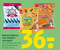Coop 365 Malaco slikposer eller Skippers mini pipes* tilbud