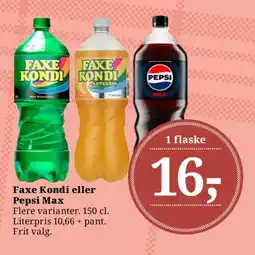 Dagli'Brugsen Faxe Kondi eller Pepsi Max tilbud