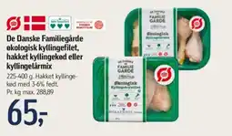 Føtex De Danske Familiegårde økologisk kyllingefilet, hakket kyllingekød eller kyllingelårmix tilbud