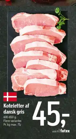 Føtex Koteletter af dansk gris tilbud