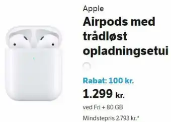 YouSee Apple Airpods Med Trådløst Opladningsetui tilbud