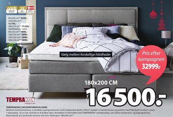 JYSK Temprakon C200 Kontinentalseng 180x200cm tilbud