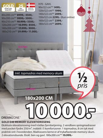JYSK Gold E40 Memory Elevationsseng tilbud