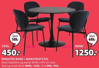 JYSK Ringsted Bord + Manstrup Stol tilbud