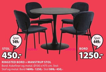 JYSK Ringsted Bord + Manstrup Stol tilbud