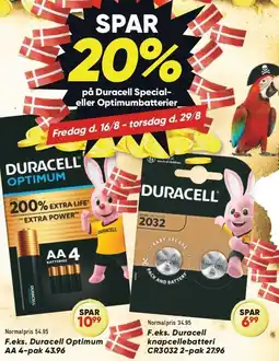 Bilka SPAR 20% på Duracell Special- eller Optimumbatterier tilbud