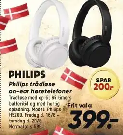 Bilka Philips trådløse on-ear høretelefoner tilbud