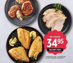 MENY 3 FRIKADELLER, 3 FISKEFILET ELLER 3 SKIVER KAMSTEG tilbud