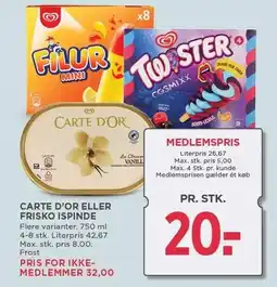 MENY CARTE D'OR ELLER FRISKO ISPINDE tilbud