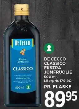 MENY DE CECCO CLASSICO EKSTRA JOMFRUOLIE tilbud