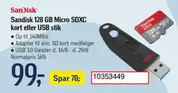 Føtex Sandisk 128 GB Micro SDXC kort eller USB stik tilbud