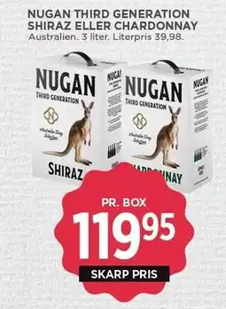 MENY NUGAN THIRD GENERATION SHIRAZ ELLER CHARDONNAY tilbud