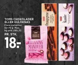MENY TOMS CHOKOLADER ELLER GULDKNAS tilbud