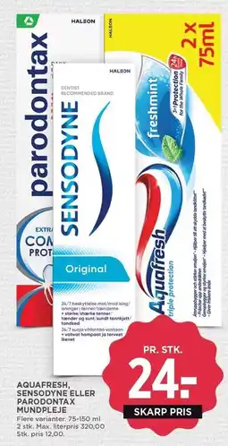 MENY AQUAFRESH, SENSODYNE ELLER PARODONTAX MUNDPLEJE tilbud