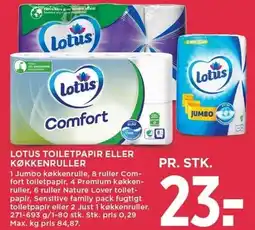 MENY LOTUS TOILETPAPIR ELLER KØKKENRULLER tilbud