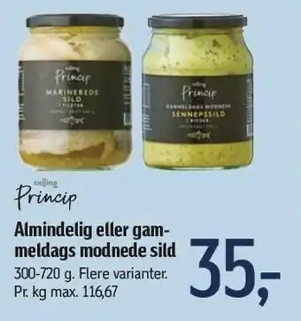 Føtex Salling Princip Almindelig eller gammeldags modnede sild tilbud