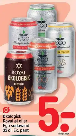REMA 1000 Økologisk Royal øl eller Ego sodavand tilbud