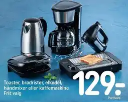 Toaster, brødrister, elkedel, håndmixer eller kaffemaskine