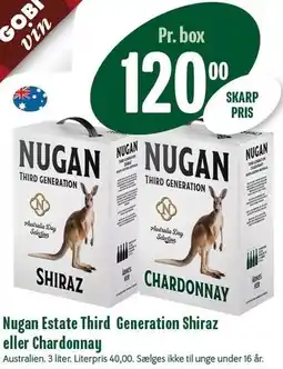 Min Købmand Nugan Estate Third Generation Shiraz eller Chardonnay tilbud