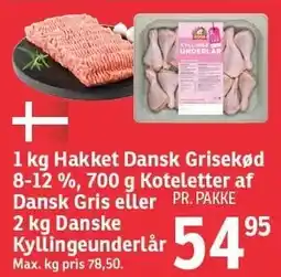 SPAR 1 kg Hakket Dansk Grisekød 8-12%, 700 g Koteletter af Dansk Gris eller 2 kg Danske Kyllingeunderlår tilbud
