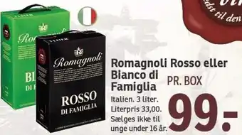 SPAR Romagnoli Rosso eller Bianco di Famiglia tilbud