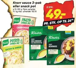 Bilka Knorr sauce 3-pak eller snack pot tilbud