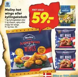Bilka Moliny hot wings eller kyllingekebab tilbud
