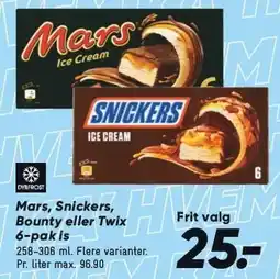 Bilka Mars, Snickers, Bounty eller Twix 6-pak is tilbud