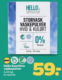 Netto Hello Sensitive vaskepulver 4,25 kg. tilbud