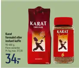 Føtex Karat formalet eller instant kaffe tilbud