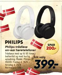 Bilka Philips trådløse on-ear høretelefoner tilbud