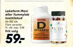Bilka Lekaform Maxi eller Yummylab kosttilskud tilbud