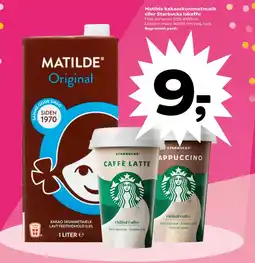 SuperBrugsen Matilde kakaoskummetmælk eller Starbucks iskaffe tilbud