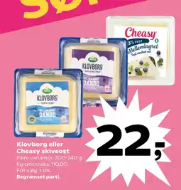 SuperBrugsen Klovborg eller Cheasy skiveost tilbud