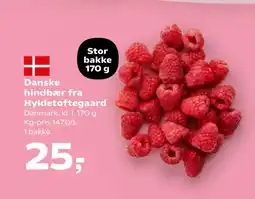 Kvickly Danske hindbær fra Hyldetoftegaard tilbud