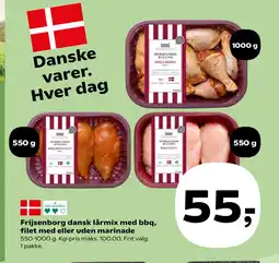 Kvickly Frijsenborg dansk lårmix med bbq, filet med eller uden marinade tilbud