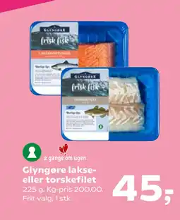 Kvickly Glyngøre lakse- eller torskefilet tilbud